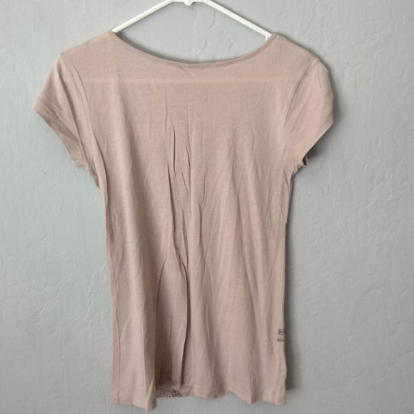 MNG Mango Y2K Pink Beaded T-shirt w/ Bird Print Women's Size S Scoop Neck - Picture 2 of 13